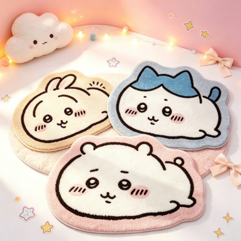 かわいいアニメ「はちわらうさぎ」の柄のフロアマット。滑り止め - Home Goods Bathroom Rugs のレビューと価格