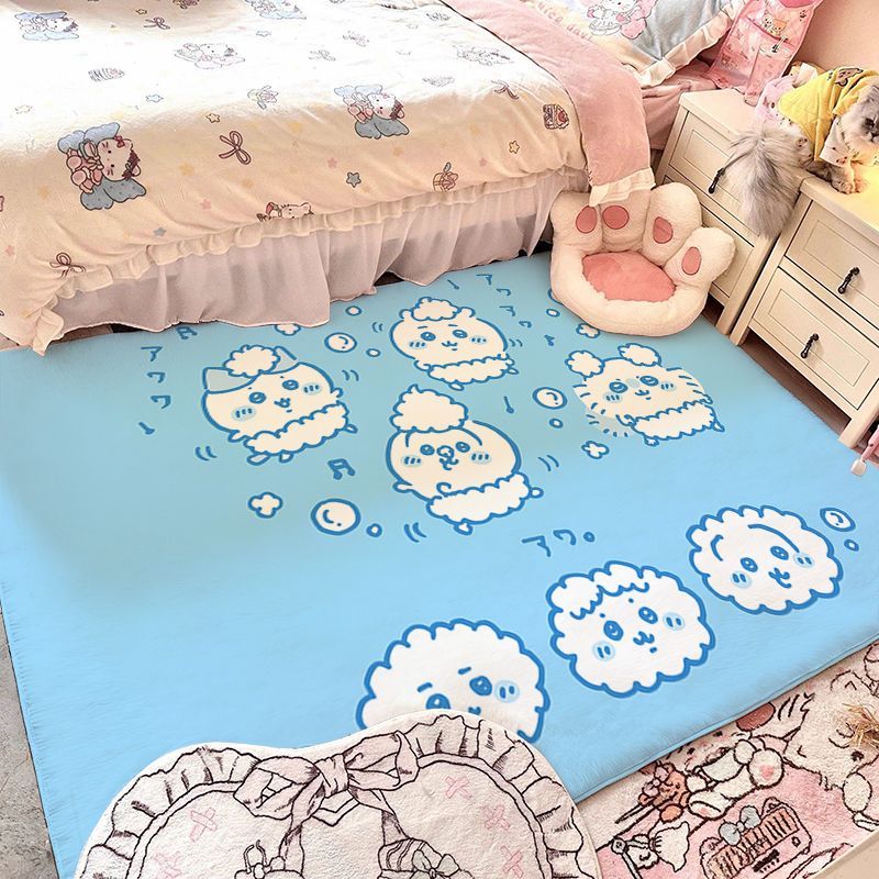 チイカワ、ハチワレ、ウサギのかわいい漫画風フェイクカシミヤラ - Home Goods Bathroom Rugs のレビューと価格