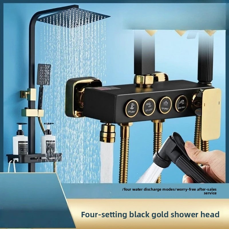 ブラックゴールドステンレス鋼シャワーシステムコンプリートセッ - Home Bathroom Equipment のレビューと価格