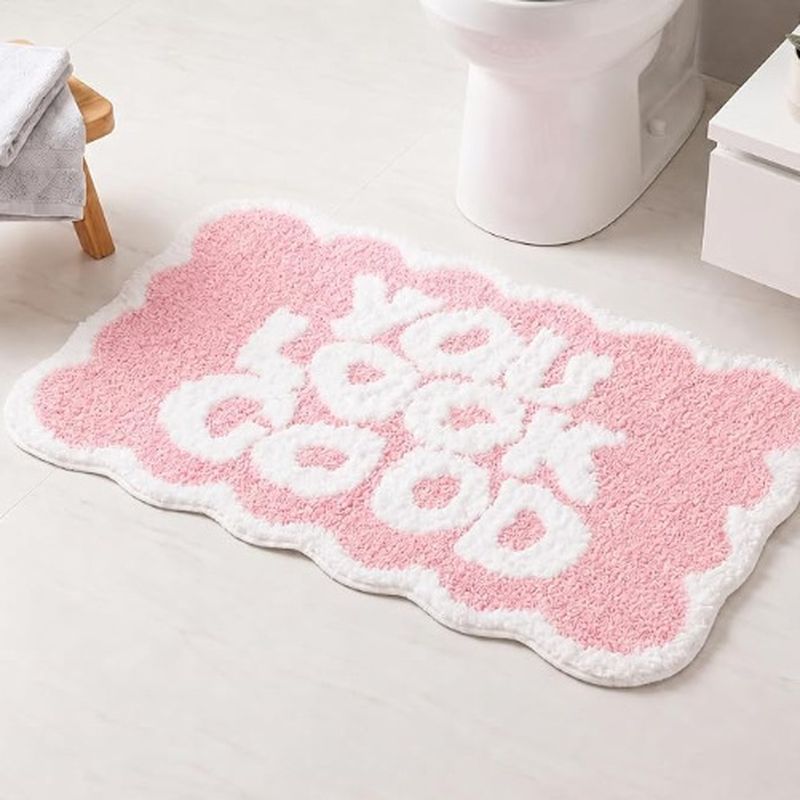 VIKAMA ユーロックグッド バスマット ピンク ウェーブ - Home Goods Bathroom Rugs のレビューと価格