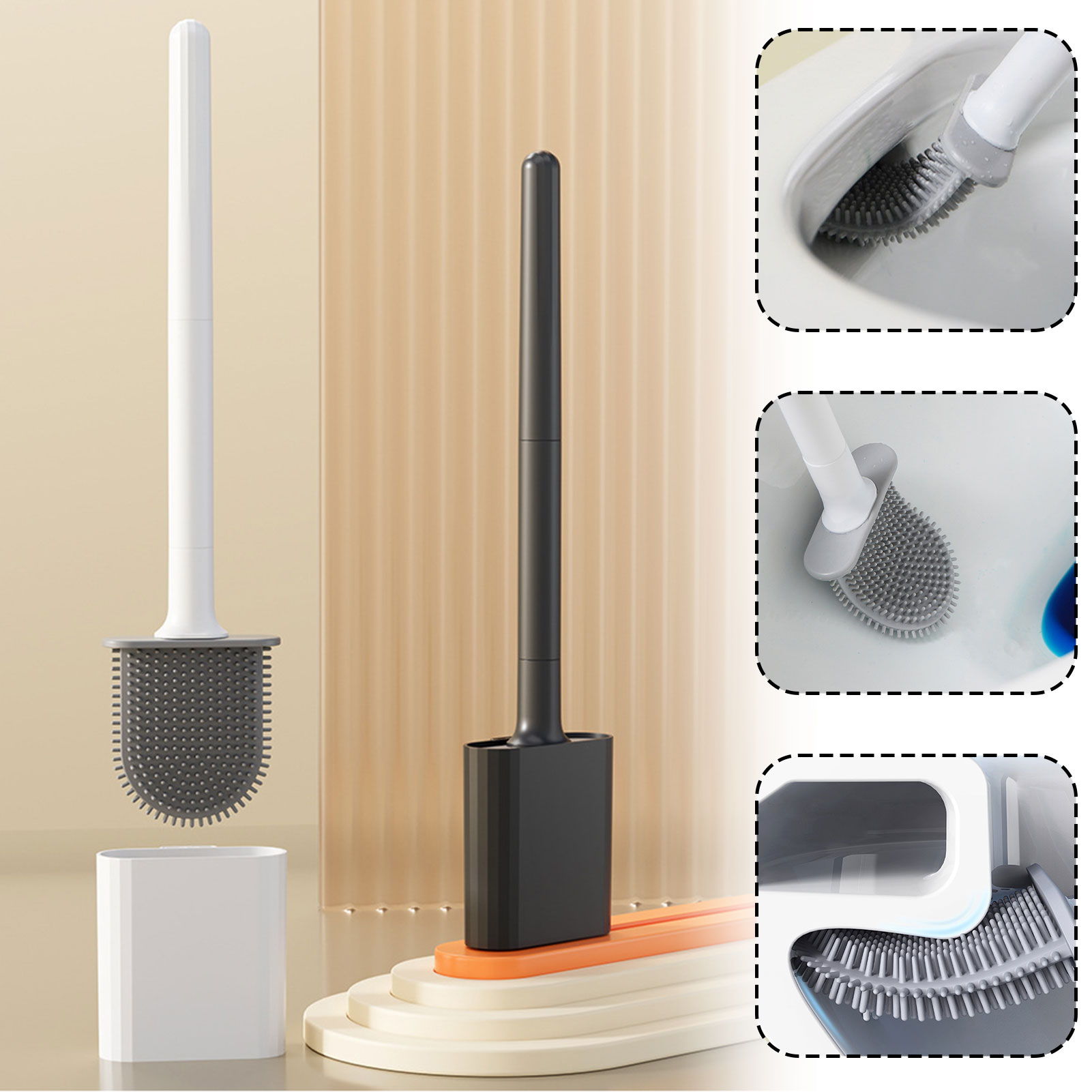 シリコーントイレブラシホルダー付き壁掛けトイレクリーニングブ - Home Bathroom Equipment のレビューと価格