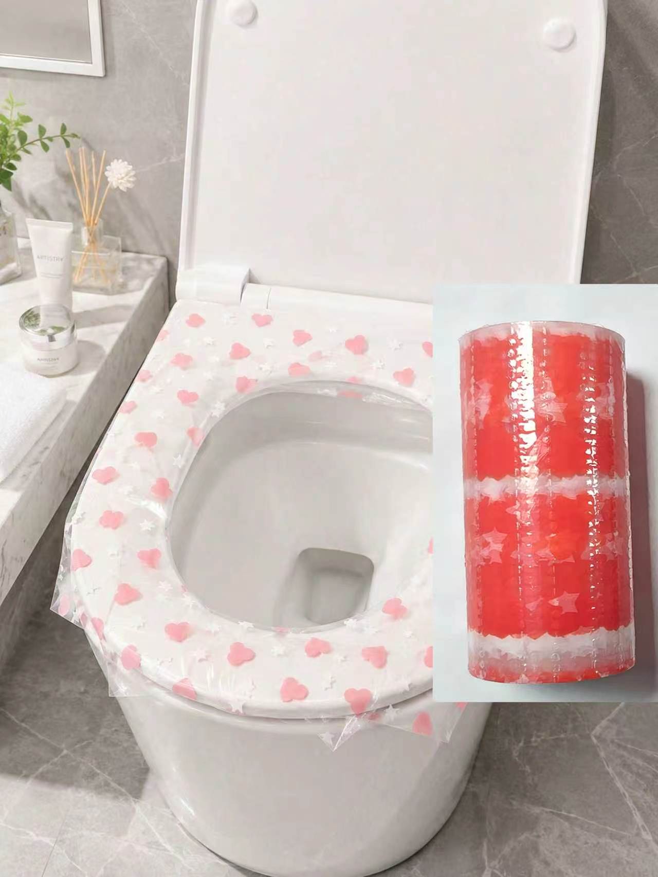 133枚入り使い捨て便座カバー、防水便座保護フィルム、ハート - Home Bathroom Equipment のレビューと価格