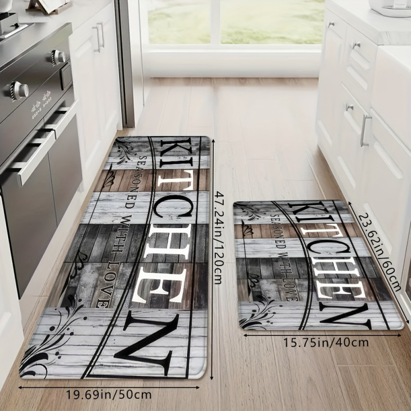 VIKAMA レトロ木目調キッチンラグアメリカンカントリース - Home Kitchen Bathroom Cleaning のレビューと価格