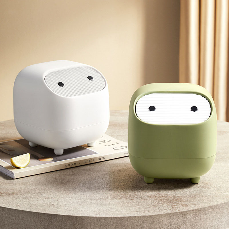 ミニデスクトップゴミ箱（蓋付き）- プレス式ゴミ箱 - オフ - Home Bathroom Trash Can のレビューと価格