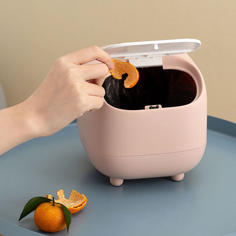 ミニデスクトップゴミ箱（蓋付き）- プレス式ゴミ箱 - オフ - Home Bathroom Trash Can のレビューと価格