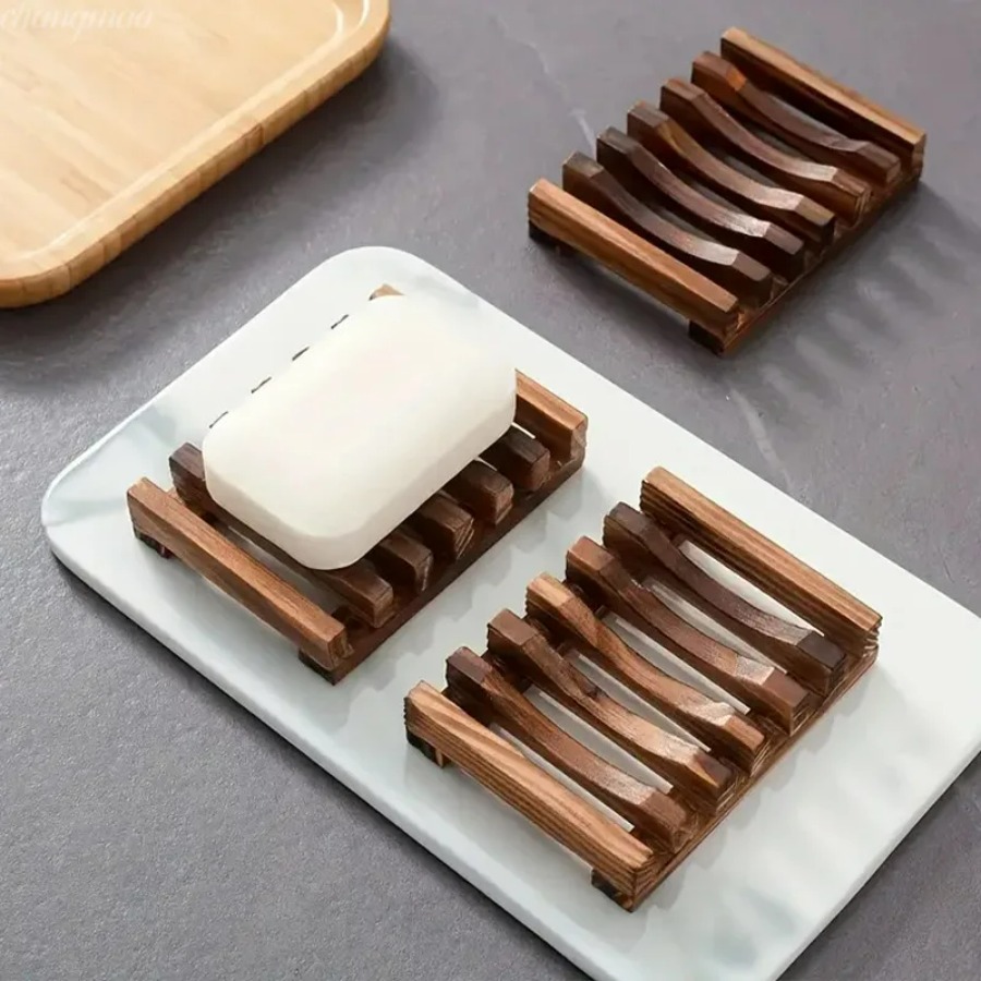 天然竹製石鹸ホルダー、木製水切りラックで石鹸を乾燥・清潔に保 - Home Essentials Bathroom Storage のレビューと価格
