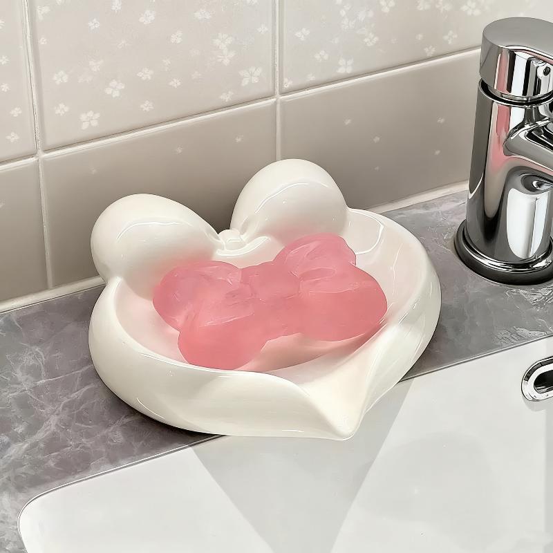 かわいいリボンとハート型のセラミック製ソープディッシュ、水切 - Home Bathroom Sink のレビューと価格