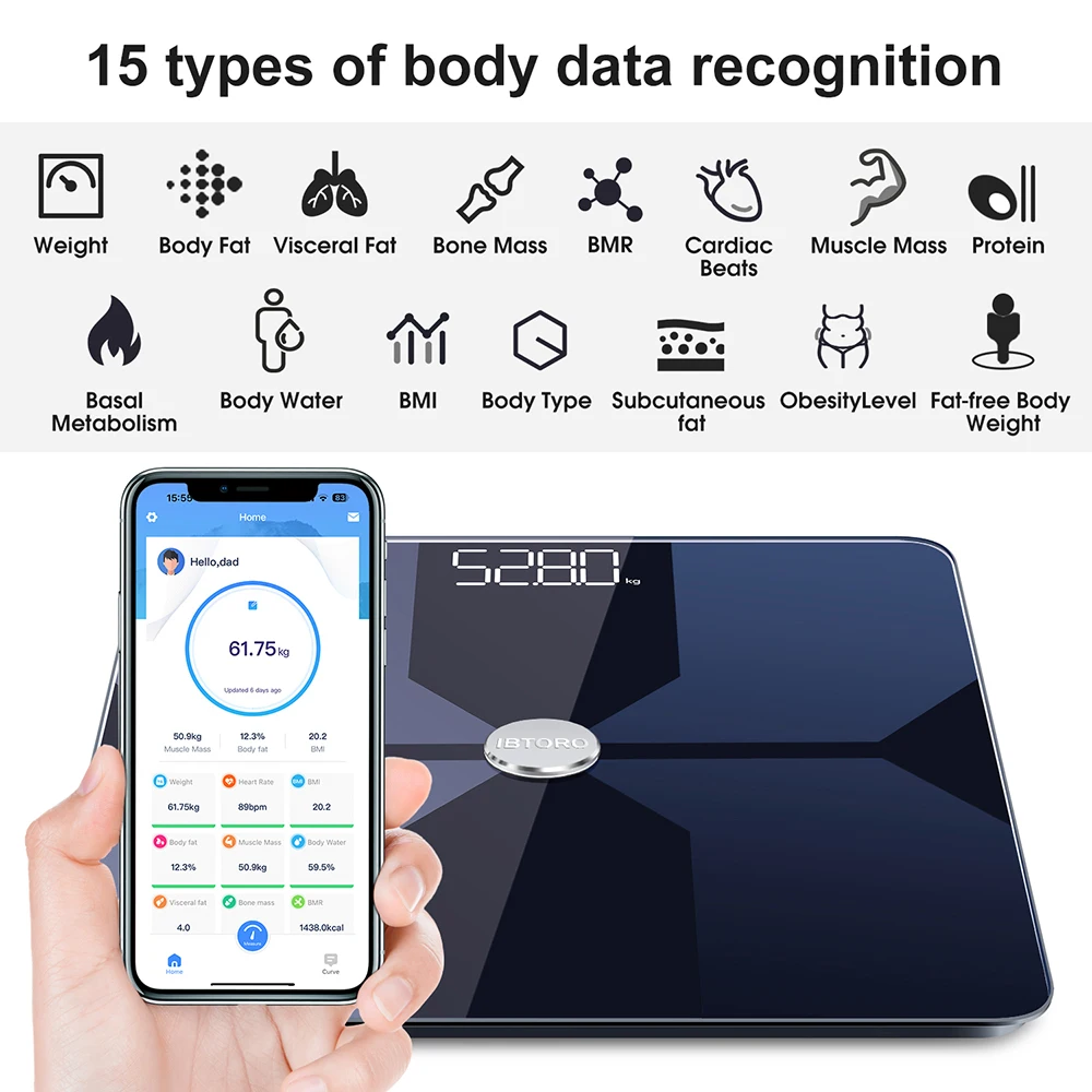 体脂肪計 Wifi ホーム精密インテリジェント電子脂肪測定  - Home Bathroom Scales のレビューと価格