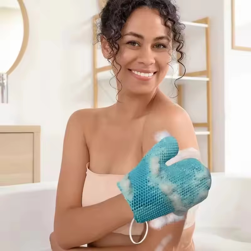 新しいハニカム構造TPU角質除去シャワーグローブ - 速乾性 - Home Bathroom Cleaning Machine のレビューと価格