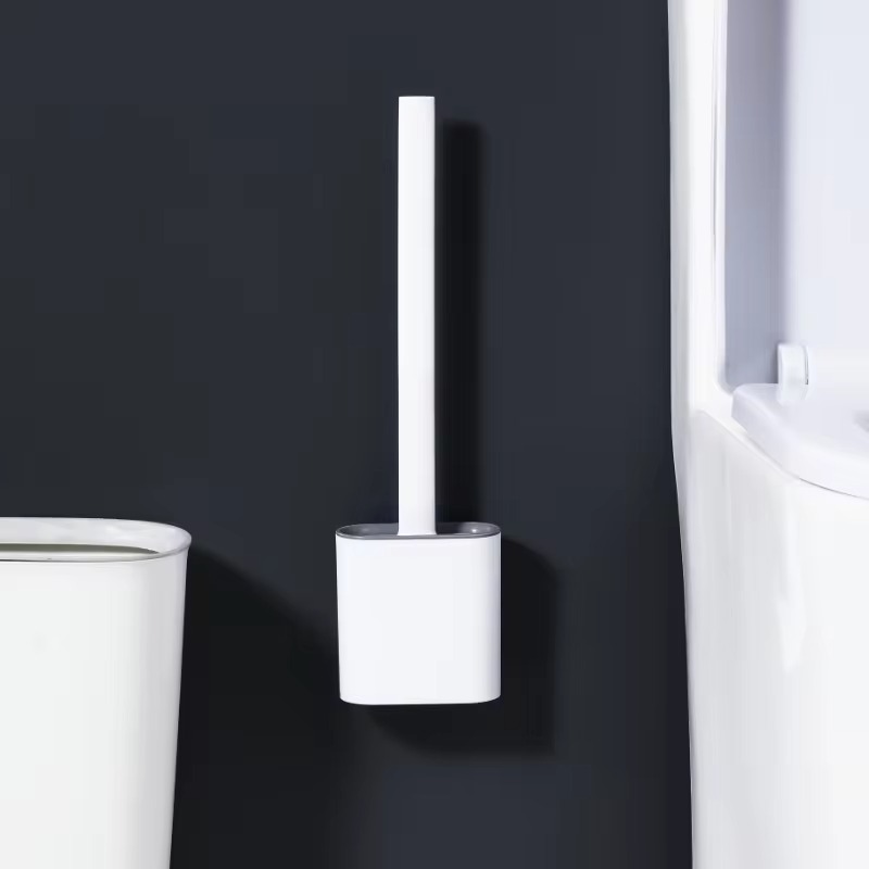 1PC 黒壁掛けトイレブラシシリコーンフラットブラシヘッドト - Home Bathroom Cleaning のレビューと価格