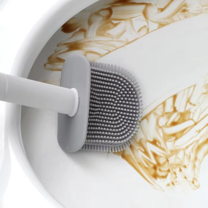 1PC 黒壁掛けトイレブラシシリコーンフラットブラシヘッドト - Home Bathroom Cleaning のレビューと価格