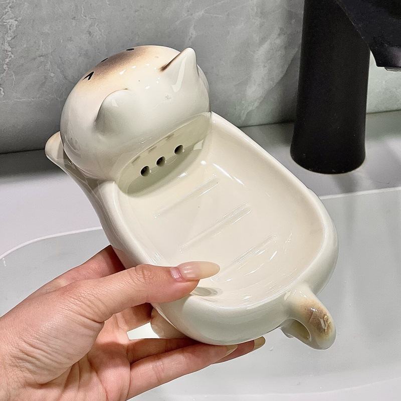 新しい高級セラミック製石鹸箱は、穴あけ不要の排水設計が特徴で - Home Essentials Bathroom Storage のレビューと価格