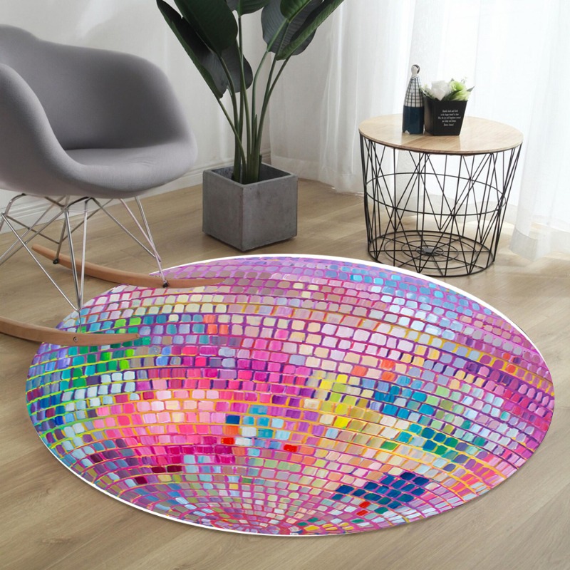 カラフルな正方形のパターンの丸いフロアマット明るい敷物寝室の - Home Goods Bathroom Rugs のレビューと価格