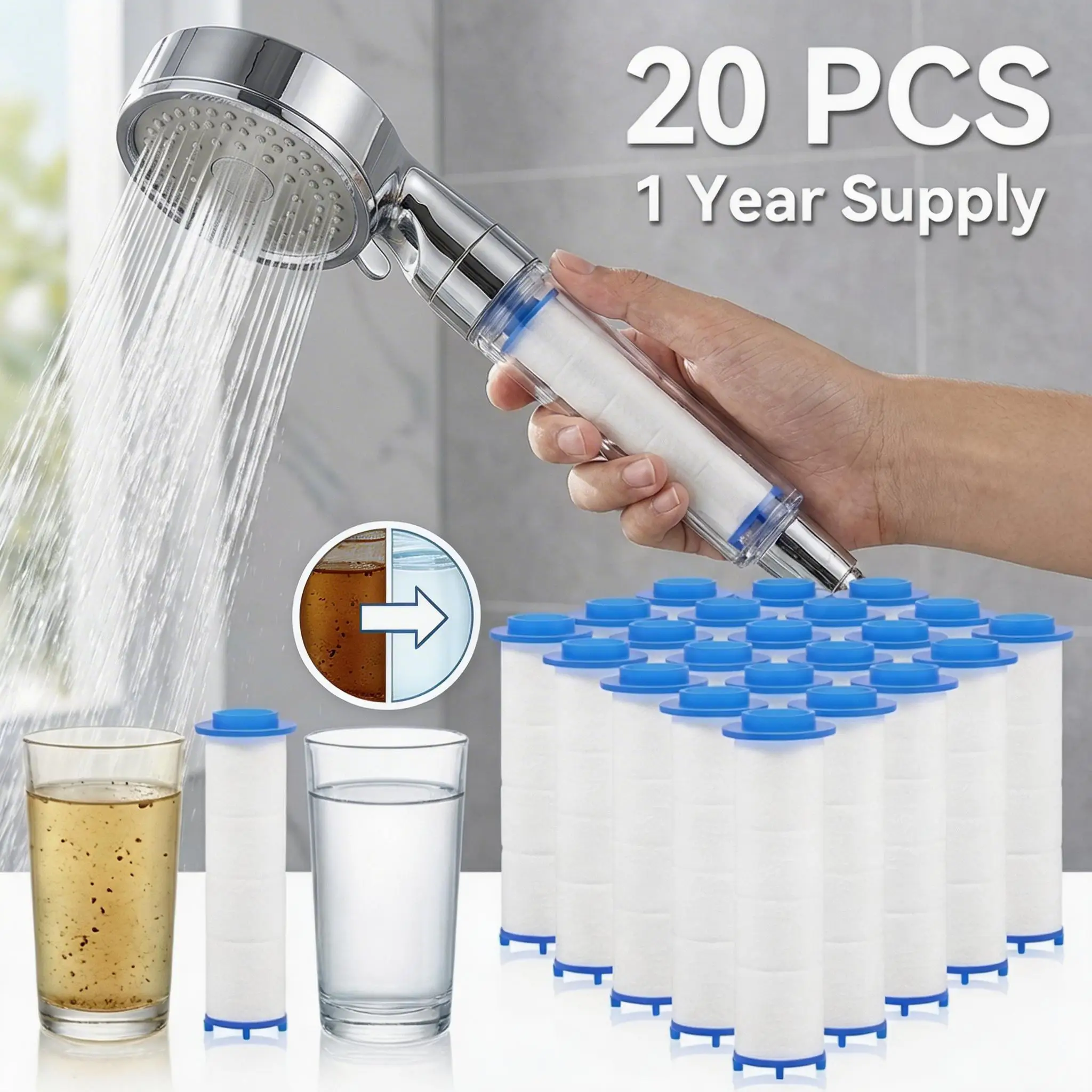 20個入りシャワーヘッドフィルター PPコットンフィルター  - Home Bathroom Water Filter のレビューと価格