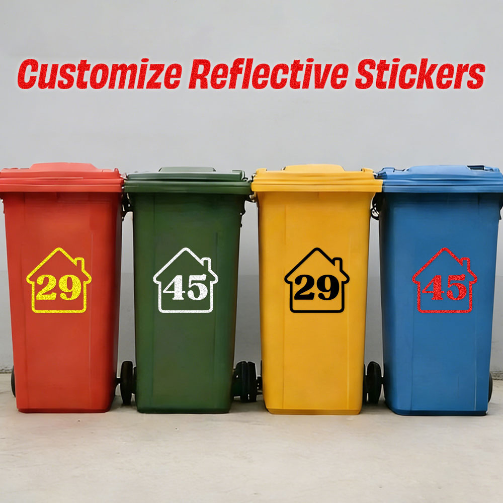 3 個カスタム反射ゴミ箱家番号ステッカーパーソナライズされた - Home Bathroom Trash Can のレビューと価格