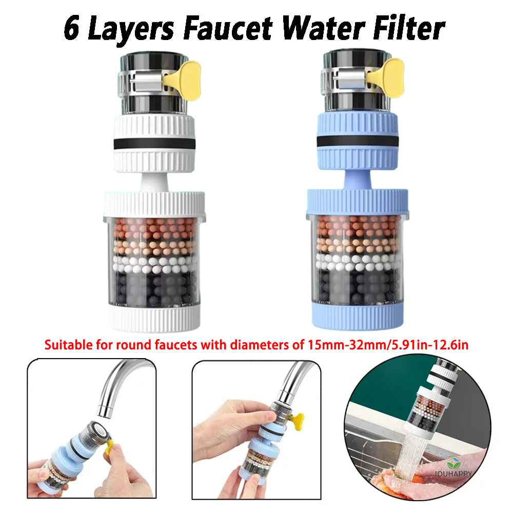 6 層蛇口水フィルターユニバーサルシャワー蛇口タップ浄水器防 - Home Bathroom Water Filter のレビューと価格